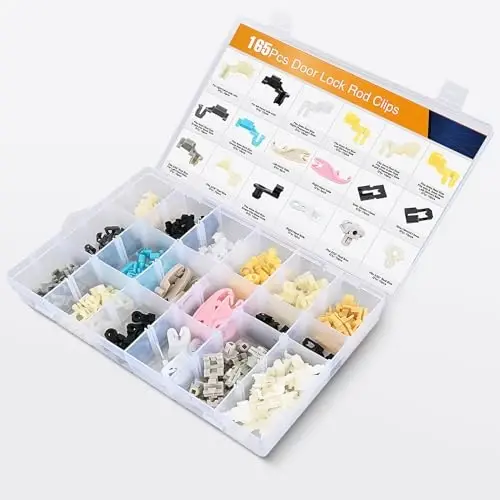 GOOACC 165Pcs Door Lock Rod & Tailgate Handle Retainer Clip Assortment | Fits 5/32