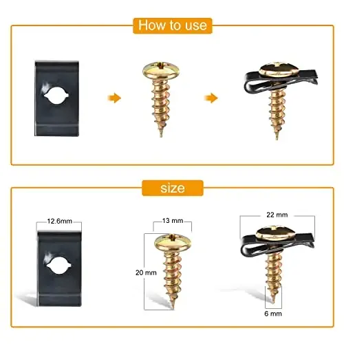 GOOACC 170Pcs Car U-Clip and Screw Assortment Kit 9 Different Sizes Automotive U Nut and Screw Clip Replacement Parts for Dash Door Panel Interior - 5