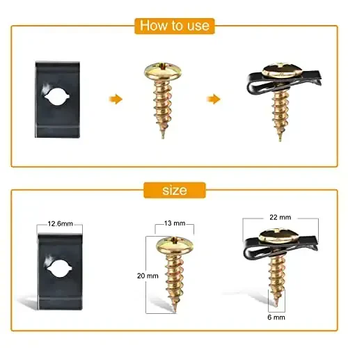 GOOACC 170Pcs Car U-Clip and Screw Assortment Kit 9 Different Sizes Automotive U Nut and Screw Clip Replacement Parts for Dash Door Panel Interior - 5