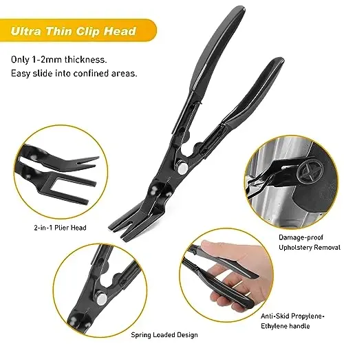 GOOACC 19Pcs Trim Removal Tool Set Panel Fastener Clips Removal Automotive Plastic Upholstery Pliers Removal Install Removal Car Tool with Storage Bag for Trim Panel Audio Clip Pliers Terminal-Black - 5