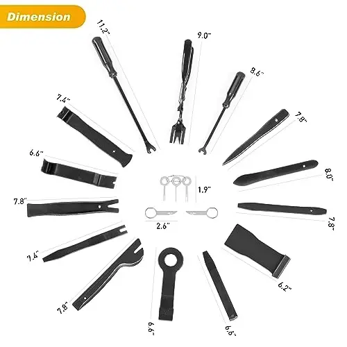 GOOACC 19Pcs Trim Removal Tool Set Panel Fastener Clips Removal Automotive Plastic Upholstery Pliers Removal Install Removal Car Tool with Storage Bag for Trim Panel Audio Clip Pliers Terminal-Black - GOOACC (1)