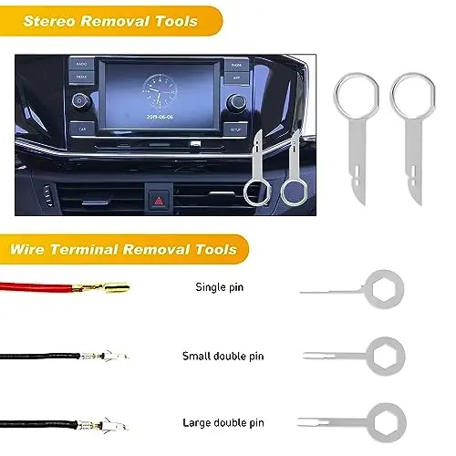 GOOACC 19Pcs Trim Removal Tool Set Panel Fastener Clips Removal Automotive Plastic Upholstery Pliers Removal Install Removal Car Tool with Storage Bag for Trim Panel Audio Clip Pliers Terminal-Green - 6
