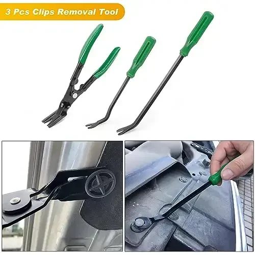 GOOACC 19Pcs Trim Removal Tool Set Panel Fastener Clips Removal Automotive Plastic Upholstery Pliers Removal Install Removal Car Tool with Storage Bag for Trim Panel Audio Clip Pliers Terminal-Green - 4
