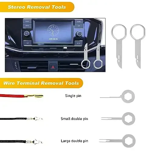 GOOACC 19Pcs Trim Removal Tool Set Panel Fastener Clips Removal Automotive Plastic Upholstery Pliers Removal Install Removal Car Tool with Storage Bag for Trim Panel Audio Clip Pliers Terminal-Green - 6