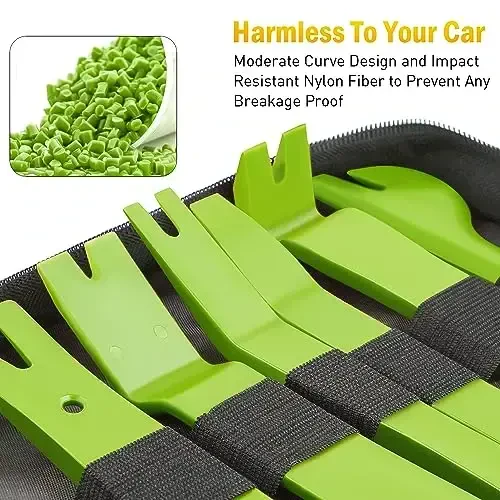 GOOACC 19Pcs Trim Removal Tool Set Panel Fastener Clips Removal Automotive Plastic Upholstery Pliers Removal Install Removal Car Tool with Storage Bag for Trim Panel Audio Clip Pliers Terminal-Green - 7