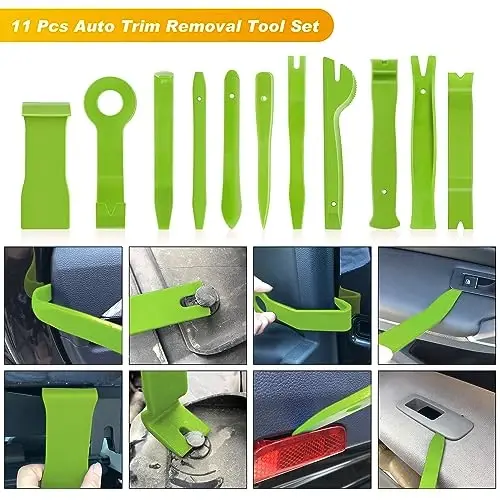 GOOACC 19Pcs Trim Removal Tool Set Panel Fastener Clips Removal Automotive Plastic Upholstery Pliers Removal Install Removal Car Tool with Storage Bag for Trim Panel Audio Clip Pliers Terminal-Green - 3