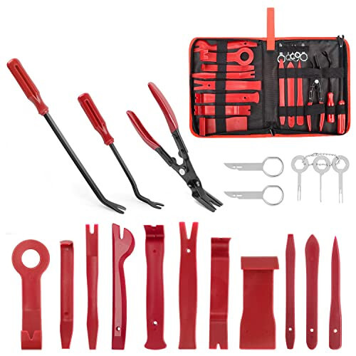 GOOACC 19Pcs Trim Removal Tool Set Panel Fastener Clips Removal Automotive Plastic Upholstery Pliers Removal Install Removal Car Tool with Storage Bag for Trim Panel Audio Clip Pliers Terminal - 1