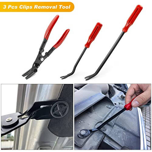 GOOACC 19Pcs Trim Removal Tool Set Panel Fastener Clips Removal Automotive Plastic Upholstery Pliers Removal Install Removal Car Tool with Storage Bag for Trim Panel Audio Clip Pliers Terminal - 4