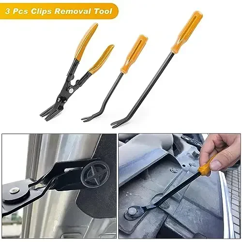 GOOACC 19Pcs Trim Removal Tool Set Panel Fastener Clips Removal Automotive Plastic Upholstery Pliers Removal Install Removal Car Tool with Storage Bag for Trim Panel Audio Clip Pliers Terminal-Yellow - 4