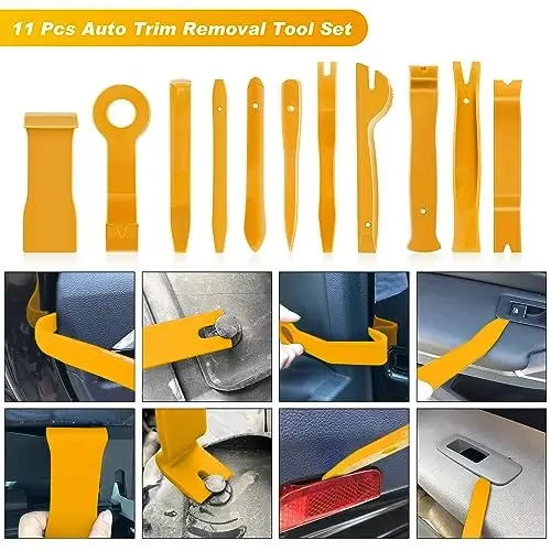 GOOACC 19Pcs Trim Removal Tool Set with Storage Bag | Fastener Clip Removers Auto Plastic Trim Tools Upholstery Pliers & Terminal Tools for Car Panels Audio Systems Yellow - 3