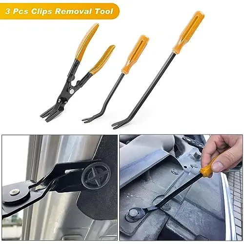 GOOACC 19Pcs Trim Removal Tool Set with Storage Bag | Fastener Clip Removers Auto Plastic Trim Tools Upholstery Pliers & Terminal Tools for Car Panels Audio Systems Yellow - 4