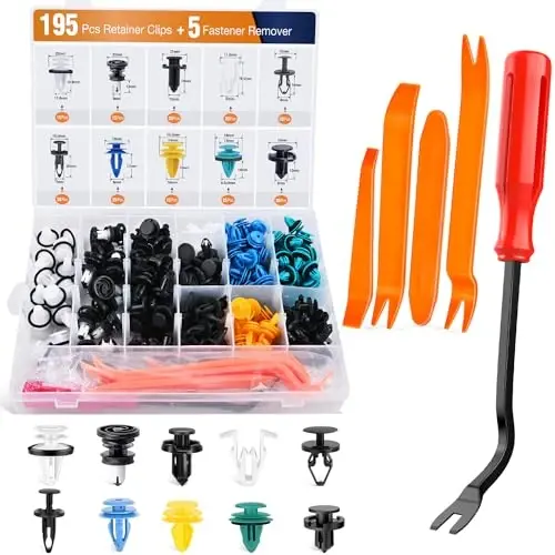 GOOACC 200PCS Car Plastic Rivets Fasteners Push Retainer Kit, 10 Most Popular Sizes Auto Push Pin Rivets,for Tesla Body Interior and Exterior Retainer Fastener Clip - GOOACC