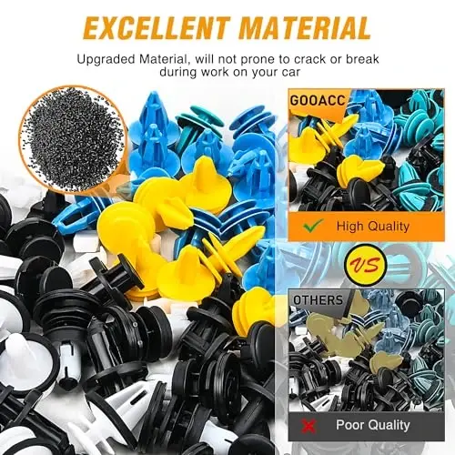 GOOACC 200PCS Car Plastic Rivets Fasteners Push Retainer Kit, 10 Most Popular Sizes Auto Push Pin Rivets,for Tesla Body Interior and Exterior Retainer Fastener Clip - 6
