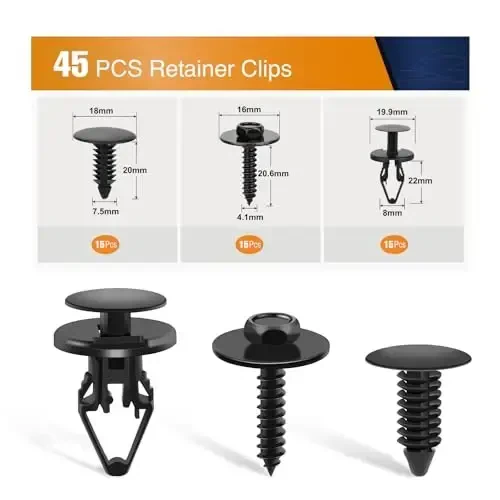 GOOACC 45Pcs Radiator Yoke, Fender & Bumper Shield Retainer Hex Head Tapping Screw Bumper Fascia Flares & Air Dam Retainer for Ford Buick Cadillac Dodge - 2