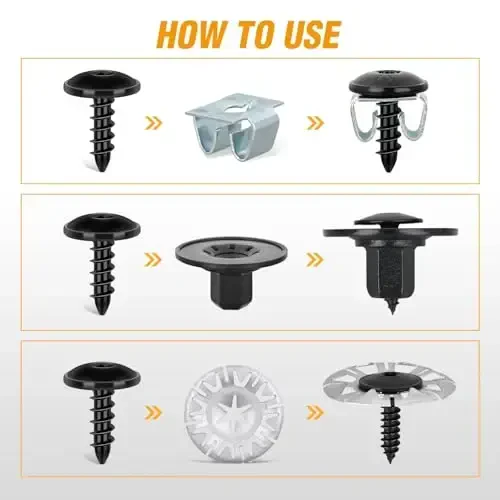 GOOACC 50Pcs Nylon Screw Grommets Retainers Fender Liner & Splash Shield Nut Kit Compatible for VW Audi Replace 811-807-577-C N90335006 WHT-000-713 N90775001 N10327102 - 3