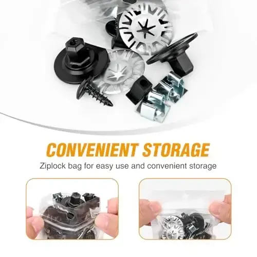 GOOACC 50Pcs Nylon Screw Grommets Retainers Fender Liner & Splash Shield Nut Kit Compatible for VW Audi Replace 811-807-577-C N90335006 WHT-000-713 N90775001 N10327102 - 7