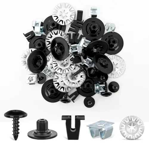 GOOACC 50Pcs Nylon Screw Grommets Retainers Fender Liner & Splash Shield Nut Kit Compatible for VW Audi Replace 811-807-577-C N90335006 WHT-000-713 N90775001 N10327102 - 1