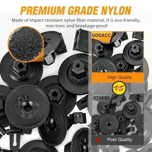 GOOACC 50Pcs Nylon Screw Grommets Retainers Fender Liner & Splash Shield Nut Kit Compatible for VW Audi Replace 811-807-577-C N90335006 WHT-000-713 N90775001 N10327102 - 4