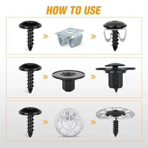 GOOACC 50Pcs Nylon Screw Grommets Retainers Fender Liner & Splash Shield Nut Kit Compatible for VW Audi Replace 811-807-577-C N90335006 WHT-000-713 N90775001 N10327102 - 3