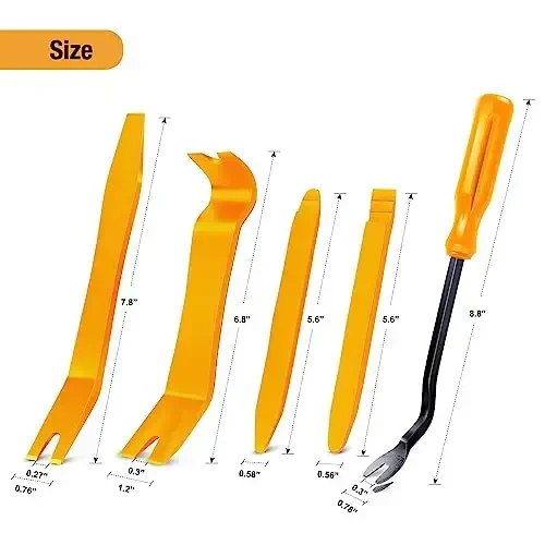 GOOACC 5 PCS Nylon Auto Trim Removal Tool Kit No-Scratch Removal Tool Kit for Car Clip Panel & Audio Dashboard Dismantle Yellow - 2
