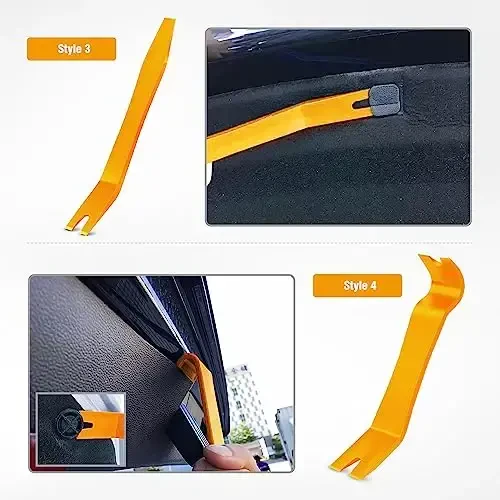 GOOACC 5 PCS Nylon Auto Trim Removal Tool Kit No-Scratch Removal Tool Kit for Car Clip Panel & Audio Dashboard Dismantle Yellow - 5