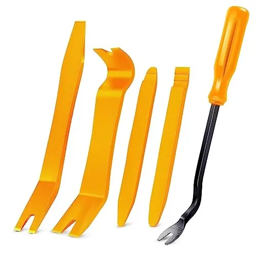 GOOACC 5 PCS Nylon Auto Trim Removal Tool Kit No-Scratch Removal Tool Kit for Car Clip Panel & Audio Dashboard Dismantle Yellow - 1