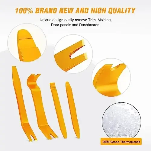 GOOACC 5 PCS Nylon Auto Trim Removal Tool Kit No-Scratch Removal Tool Kit for Car Clip Panel & Audio Dashboard Dismantle Yellow - 3