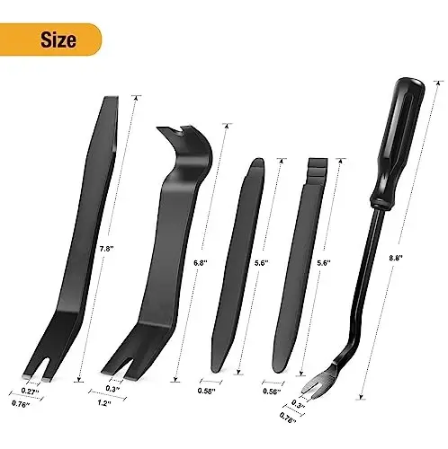GOOACC 5 PCS Nylon Auto Trim Removal Tool Kit No-Scratch Removal Tool Kit for Car Clip Panel & Audio Dashboard Dismantle Black - 2