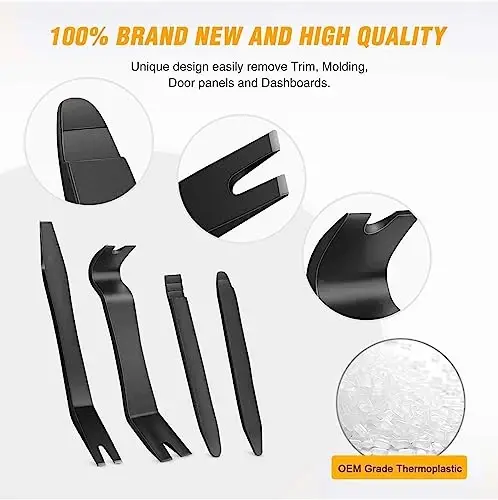 GOOACC 5 PCS Nylon Auto Trim Removal Tool Kit No-Scratch Removal Tool Kit for Car Clip Panel & Audio Dashboard Dismantle Black - 3