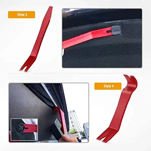 GOOACC 5 PCS Nylon Auto Trim Removal Tool Kit No-Scratch Removal Tool Kit for Car Panel & Audio Dashboard Dismantle Red - 6
