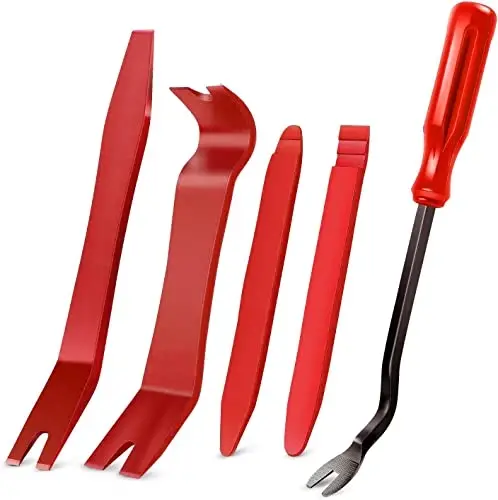 GOOACC 5 PCS Nylon Auto Trim Removal Tool Kit No-Scratch Removal Tool Kit for Car Panel & Audio Dashboard Dismantle Red - 1