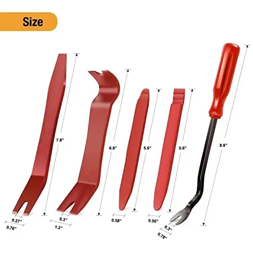 GOOACC 5 PCS Nylon Auto Trim Removal Tool Kit No-Scratch Removal Tool Kit for Car Panel & Audio Dashboard Dismantle Red - 2