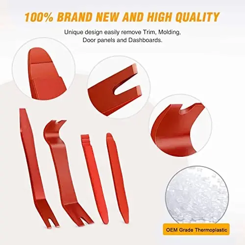 GOOACC 5 PCS Nylon Auto Trim Removal Tool Kit No-Scratch Removal Tool Kit for Car Panel & Audio Dashboard Dismantle Red - 3