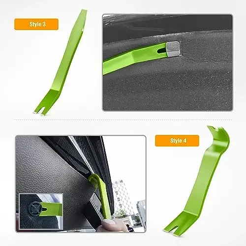 GOOACC 5PCS Auto Trim Removal Tool Kit No-Scratch Removal Tool Kit for Car Audio Dash Panel Window Molding Fastener Remover Tool Kit-Green - 5