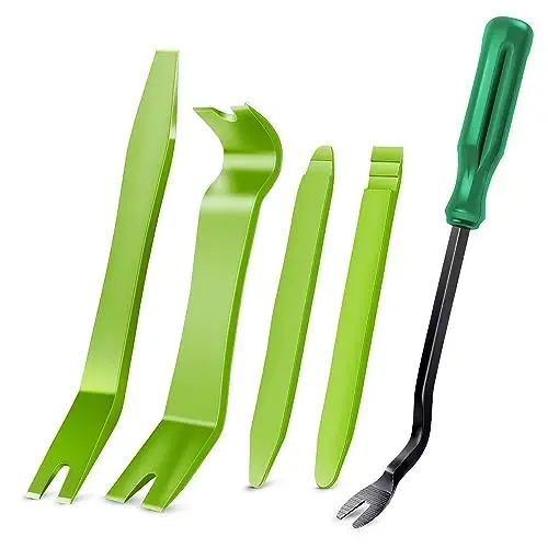 GOOACC 5PCS Auto Trim Removal Tool Kit No-Scratch Removal Tool Kit for Car Audio Dash Panel Window Molding Fastener Remover Tool Kit-Green - 1