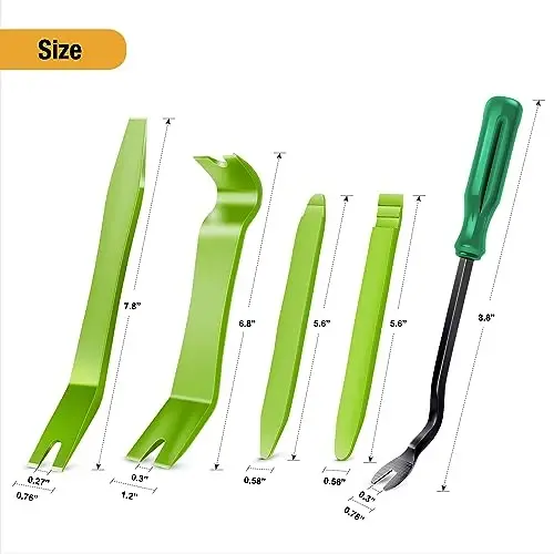 GOOACC 5PCS Auto Trim Removal Tool Kit No-Scratch Removal Tool Kit for Car Audio Dash Panel Window Molding Fastener Remover Tool Kit-Green - 2