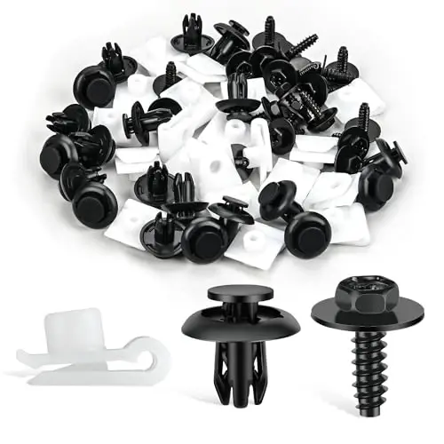 GOOACC 60Pcs Fender Liner Bumper Cover Splash Shield Hex Head Screw with Nylon U Nuts Push Bumper Fastener Rivet Clips for Fastening Front on Mazda 2, 5, 6, CX-5, CX-7 & CX-9 2014 – 2010 - 1