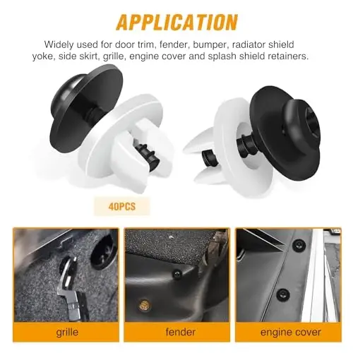 GOOACC 60Pcs Fender Liner Bumper Cover Splash Shield Hex Head Screw with Nylon U Nuts Kit for Fastening Front on Mazda 2, 5, 6, CX-5, CX-7 & CX-9 2014 – 2010 - 5