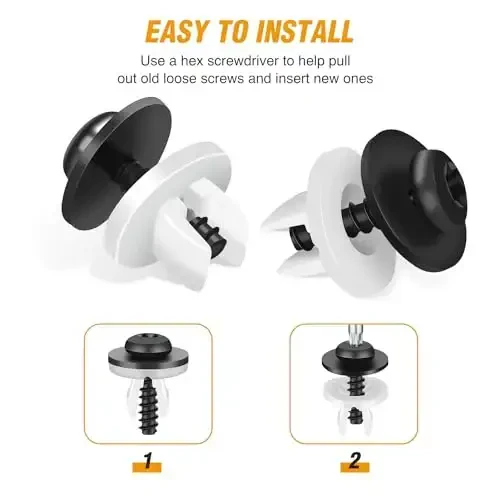 GOOACC 60Pcs Fender Liner Bumper Cover Splash Shield Hex Head Screw with Nylon U Nuts Kit for Fastening Front on Mazda 2, 5, 6, CX-5, CX-7 & CX-9 2014 – 2010 - 6