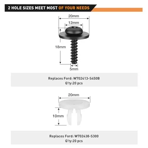 GOOACC 60Pcs Fender Liner Bumper Cover Splash Shield Hex Head Screw with Nylon U Nuts Kit for Fastening Front on Mazda 2, 5, 6, CX-5, CX-7 & CX-9 2014 – 2010 - 2