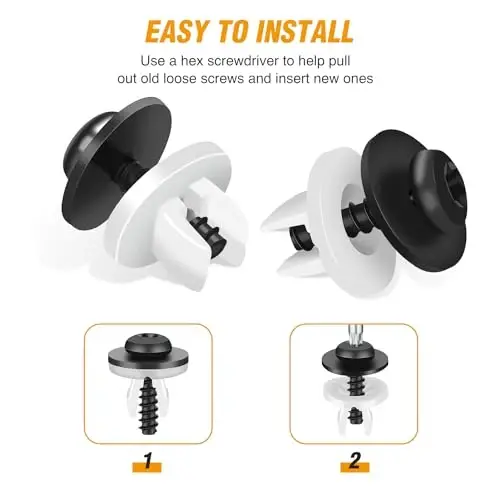 GOOACC 60Pcs Fender Liner Bumper Cover Splash Shield Olti burchakli başlı vida, neylon U gaykalari to'plami Mazda 2, 5, 6, CX-5, CX-7 & CX-9 2014 - 2010 modellari uchun old qismini mahkamlash uchun - 6