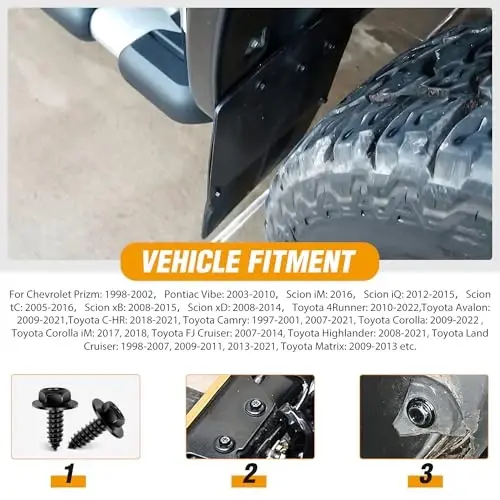 GOOACC 60PCS Orqa Bamper Qopqog'i Push-Type Retainer Fender G'ildirak Uyasi U-Nut Indented Screw Bamper Qopqog'i Lexus Scion Toyota uchun Klip - 6