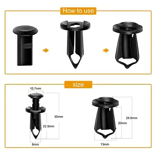 GOOACC 70PCS Engine Under Cover Splash Shield Guard Body Bolts Bumper Fender Liner Push Retainer Fastener Rivet Clips, Nylon - 3