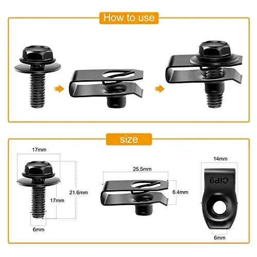 GOOACC 70PCS Engine Under Cover Splash Shield Guard Body Bolts Bumper Fender Liner Push Retainer Fastener Rivet Clips, Nylon - 2