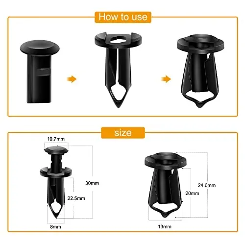 GOOACC 70PCS Engine Under Cover Splash Shield Guard Body Bolts Bumper Fender Liner Push Retainer Fastener Rivet Clips, Nylon - 3