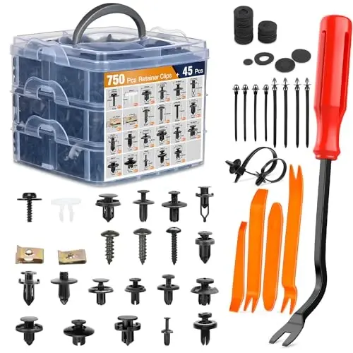 GOOACC 795Pcs Car Push Retainer Clips & Auto Fasteners Assortment 23 Most Popular Sizes Nylon Bumper Fender Rivets Metal Screw Pin Kit with 10 Cable Ties Remover for Toyota GM Ford Honda Chevy - 1