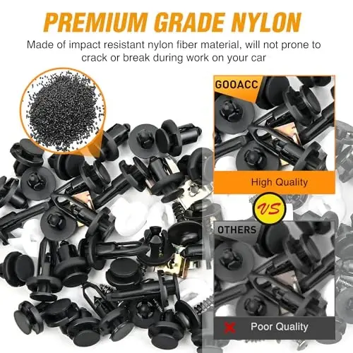 GOOACC 795Pcs Car Push Retainer Clips & Auto Fasteners Assortment 23 Most Popular Sizes Nylon Bumper Fender Rivets Metal Screw Pin Kit with 10 Cable Ties Remover for Toyota GM Ford Honda Chevy - 4
