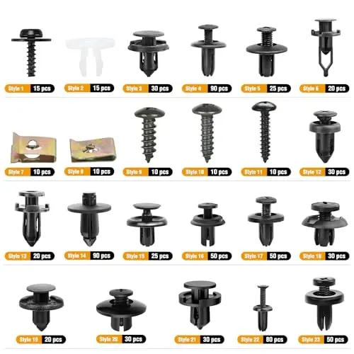 GOOACC 795Pcs Car Push Retainer Clips & Auto Fasteners Assortment 23 Most Popular Sizes Nylon Bumper Fender Rivets Metal Screw Pin Kit with 10 Cable Ties Remover for Toyota GM Ford Honda Chevy - 3