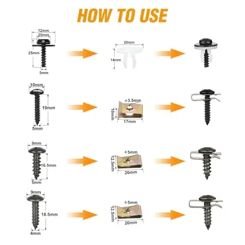 GOOACC 795Pcs Car Push Retainer Clips & Auto Fasteners Assortment 23 Most Popular Sizes Nylon Bumper Fender Rivets Metal Screw Pin Kit with 10 Cable Ties Remover for Toyota GM Ford Honda Chevy - 5