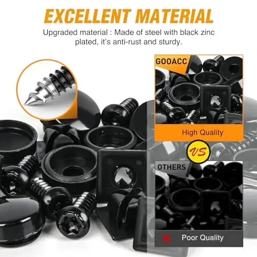 GOOACC 8 Sets Anti-Theft Stainless Steel License Plate Screw Kit with Anti-Rust Stainless Steel Mounting Hardware and Nylon Fastener Nuts for Securing License Plates Frames on Cars, Trucks, SUVs - 5